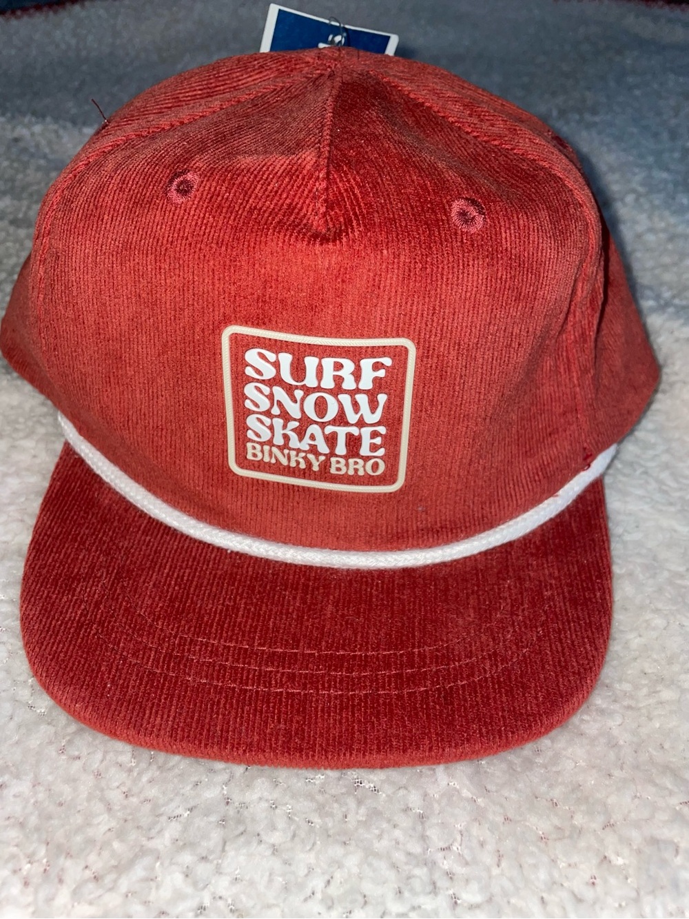 Men’s Red Corduroy Cap - Binky Bro Surf Snow Skate Logo